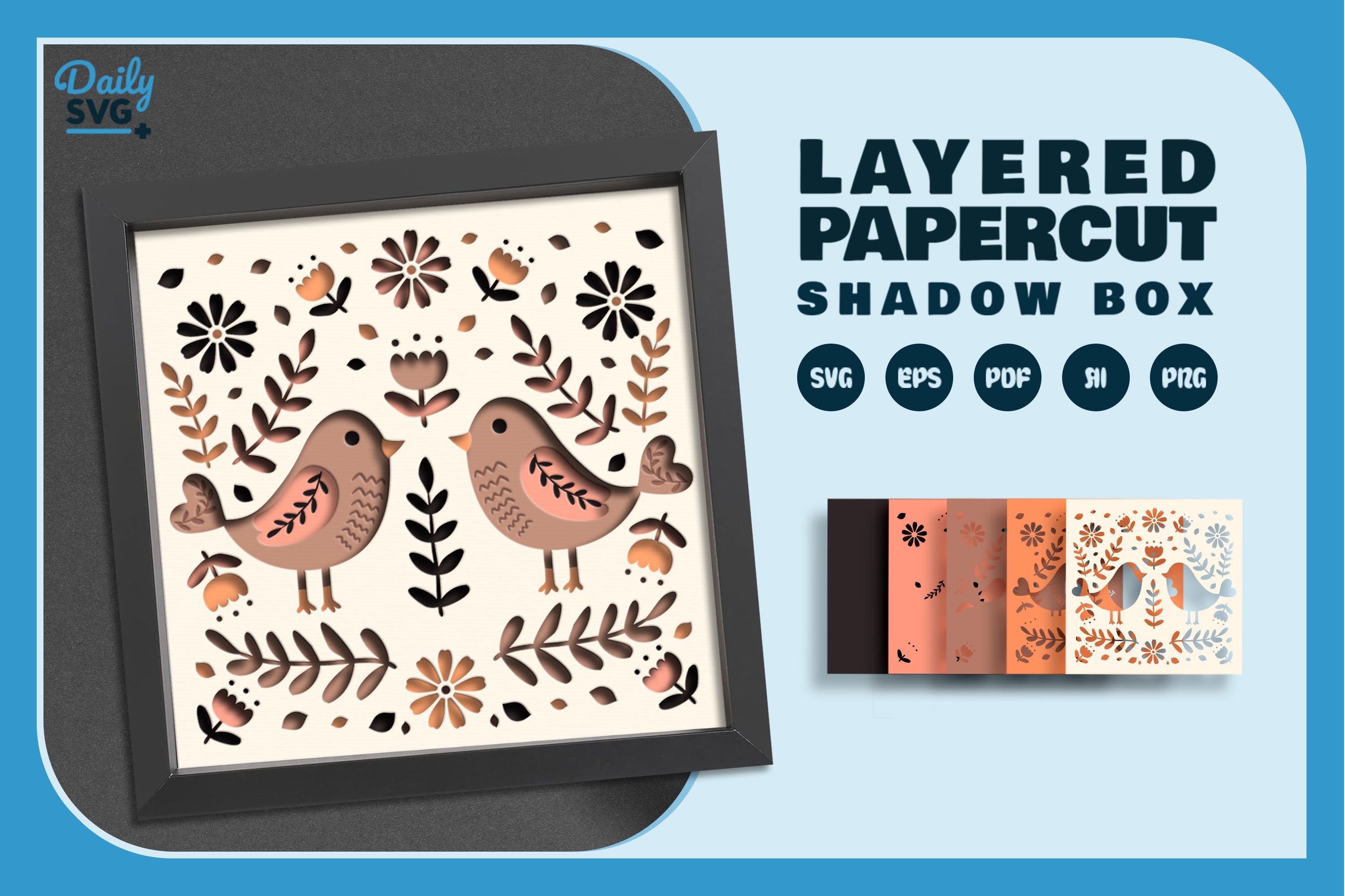 Spring Floral Birds Folk Art Papercut SVG Bundle