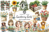 Spring Gardening Girl Clipart Bundle