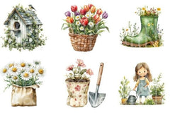 Spring Gardening Girl Clipart Bundle - CraftNest - Digital Crafting and Art