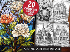 Spring Art Nouveau Coloring Books - CraftNest