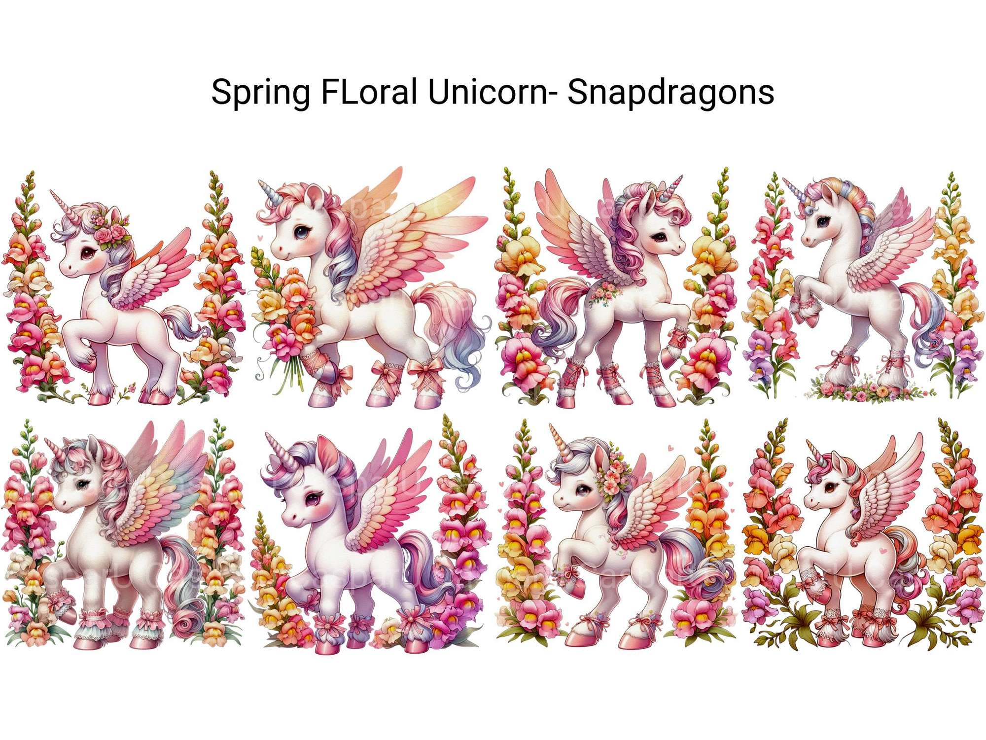 Spring Floral Unicorn Snapdragons - CraftNest - Digital Crafting and Art