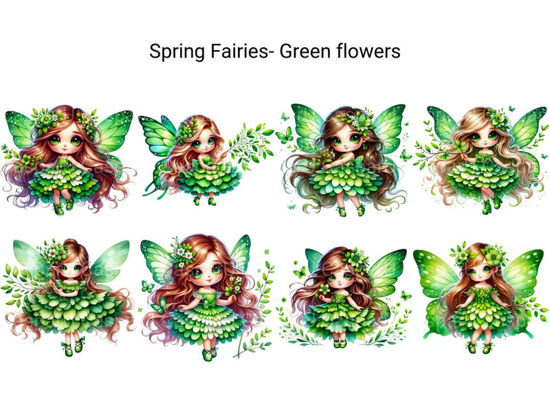 Spring Fairies Green Flowers - CraftNest - Digital Crafting and Art