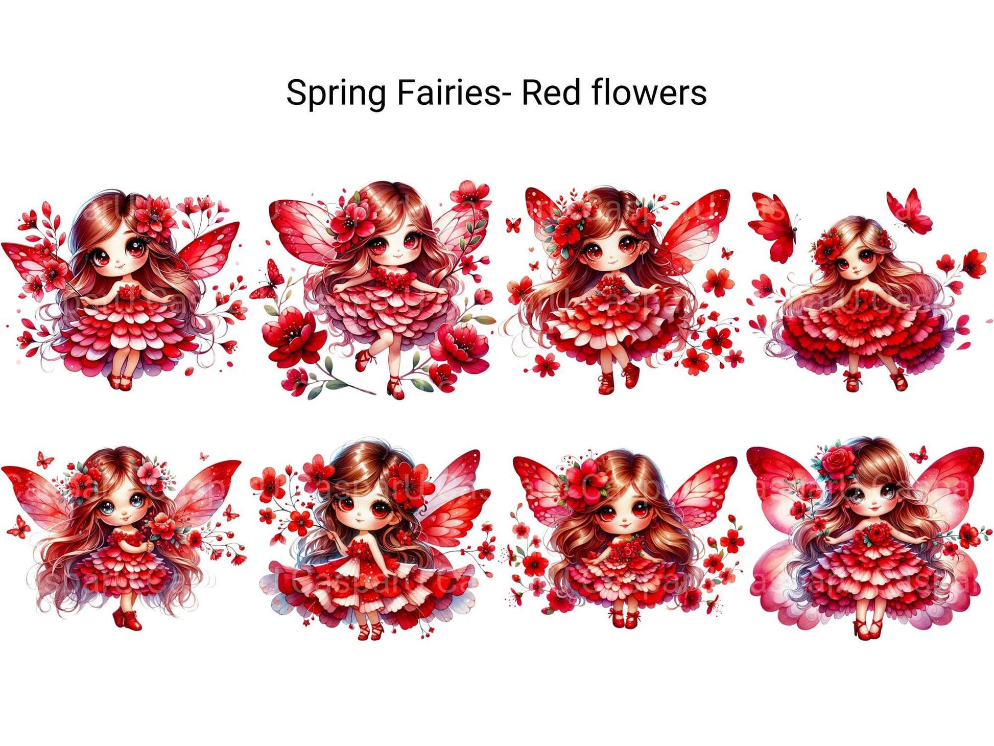 Spring Fairies Red Flowers - CraftNest - Digital Crafting and Art