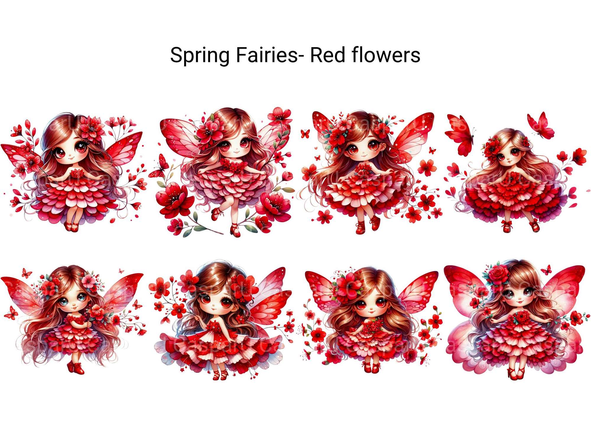 Spring Fairies Red Flowers - CraftNest - Digital Crafting and Art