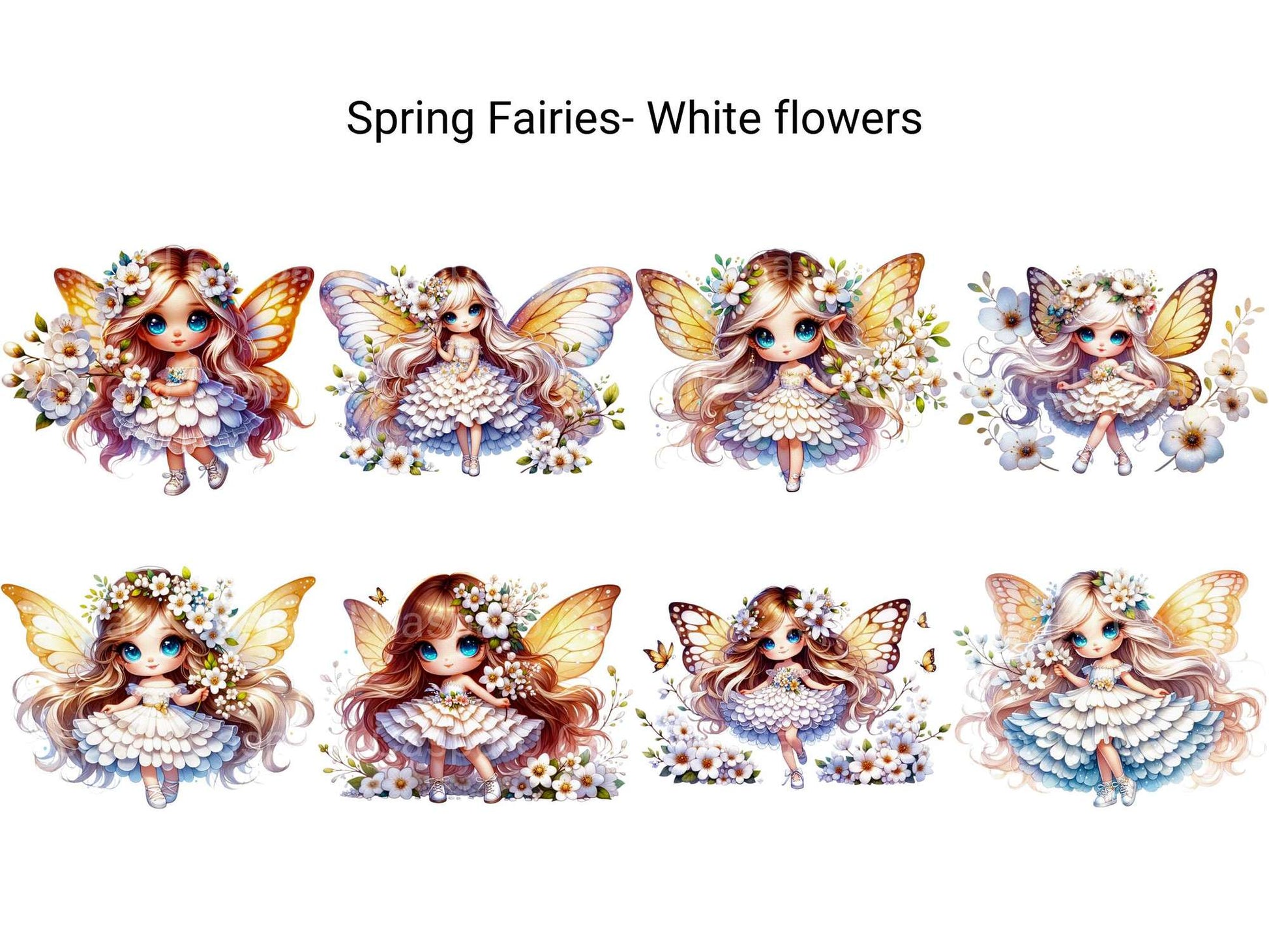 Spring Fairies White Flowers - CraftNest - Digital Crafting and Art