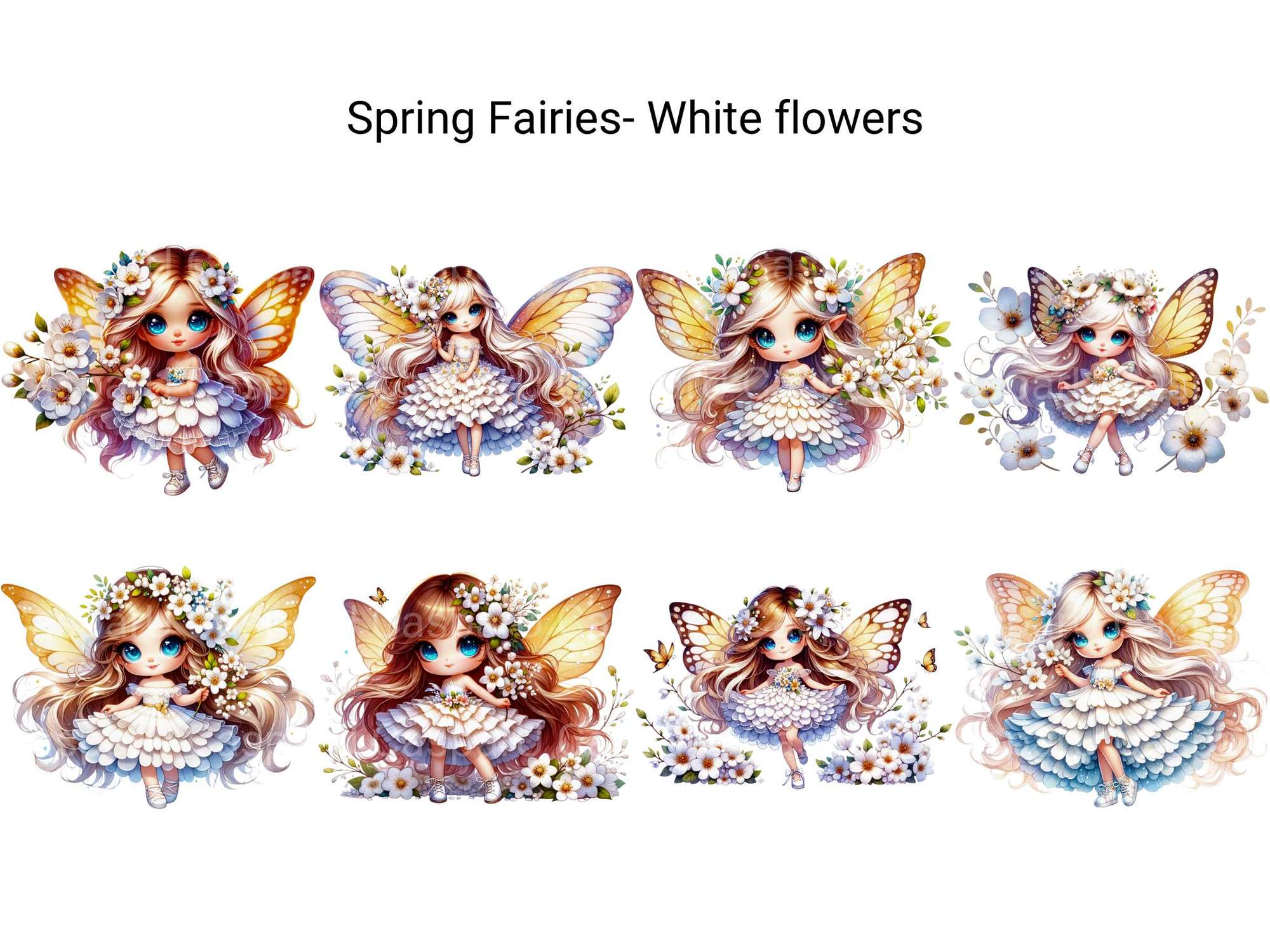 Spring Fairies White Flowers - CraftNest - Digital Crafting and Art