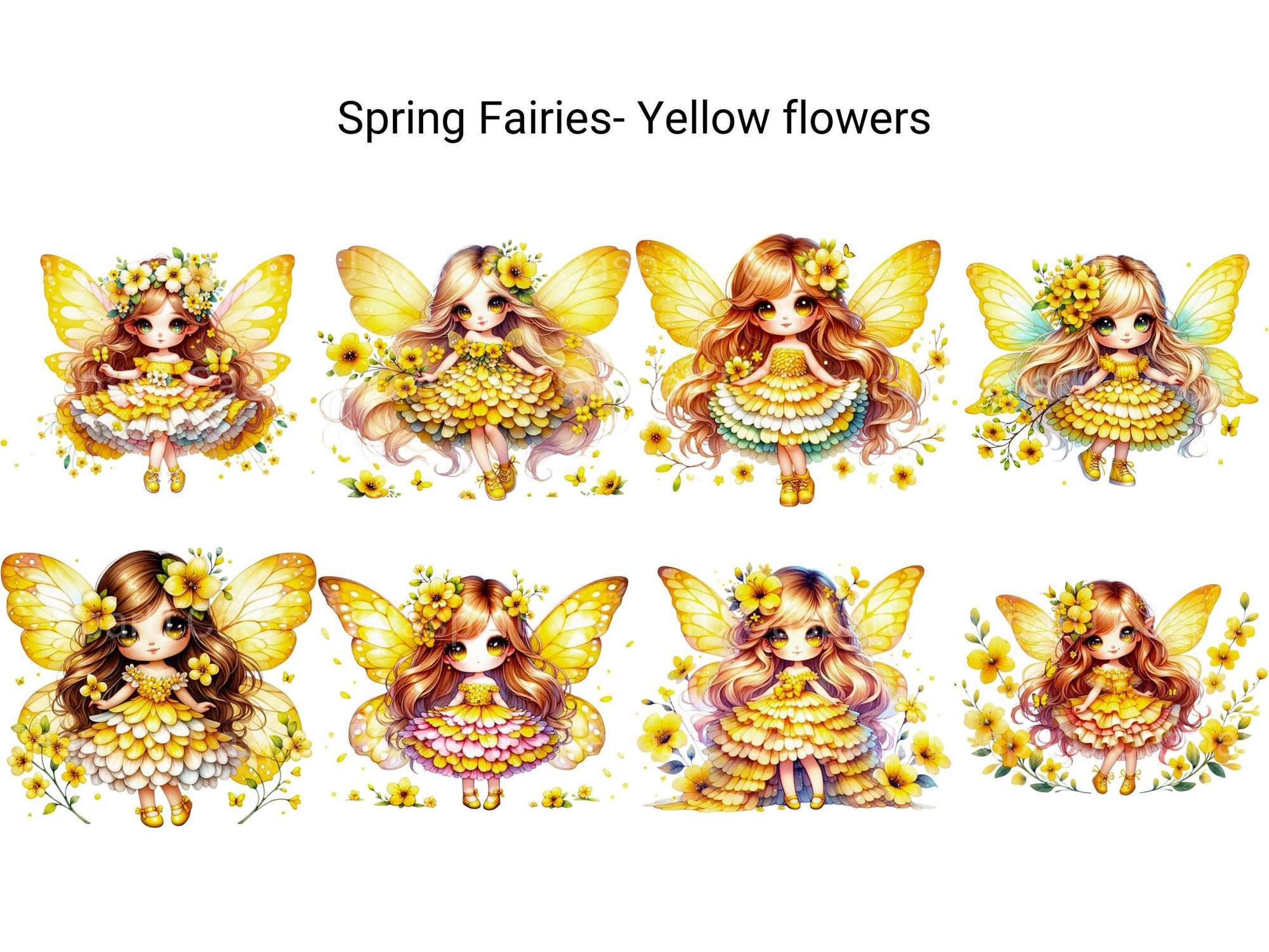 Spring Fairies Yellow Flowers - CraftNest - Digital Crafting and Art