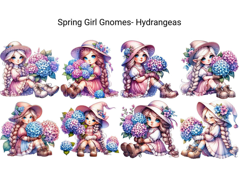 Spring Girl Gnomes Hydrangeas - CraftNest - Digital Crafting and Art