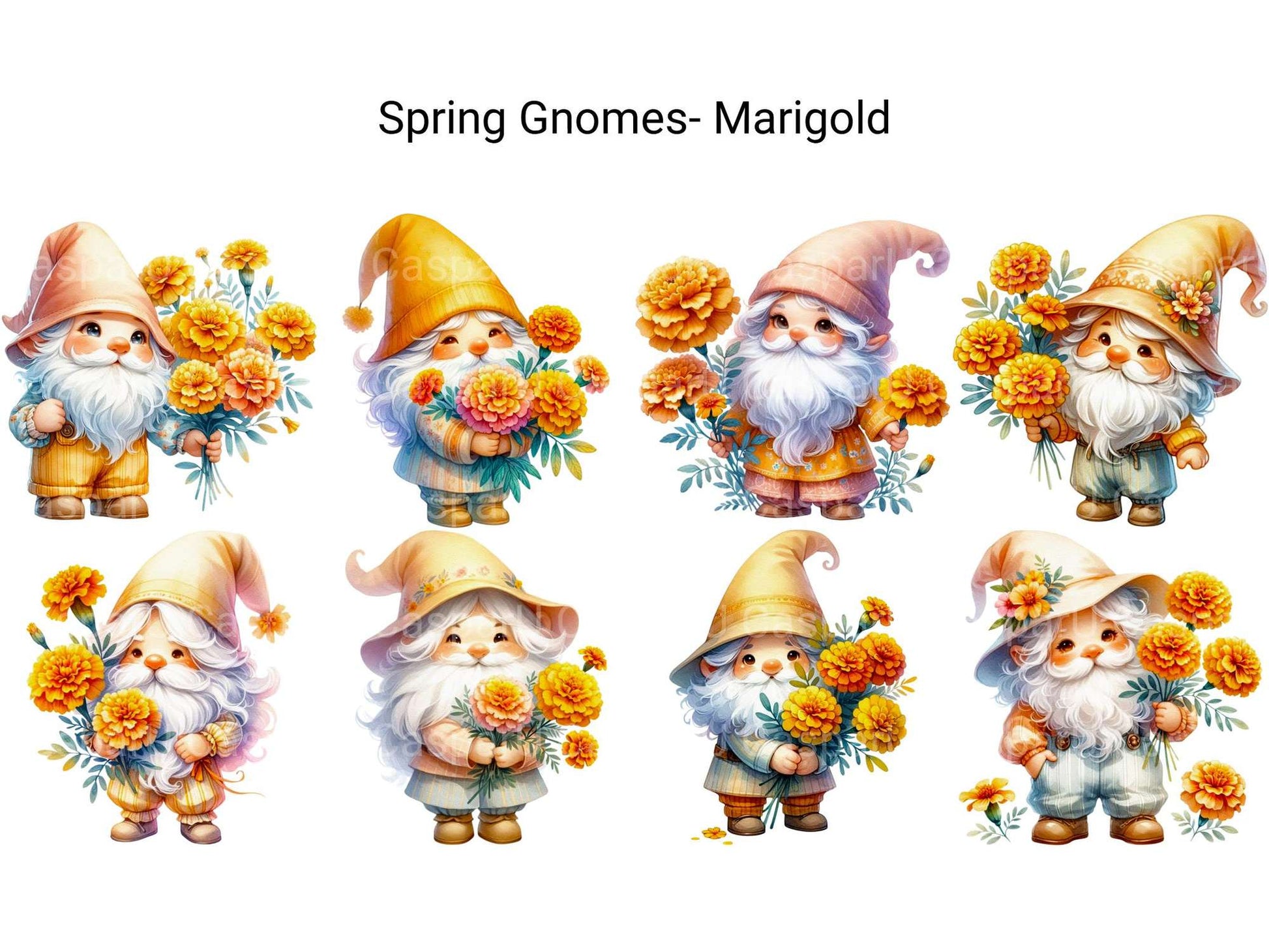 Spring Gnomes Marigolds - CraftNest - Digital Crafting and Art