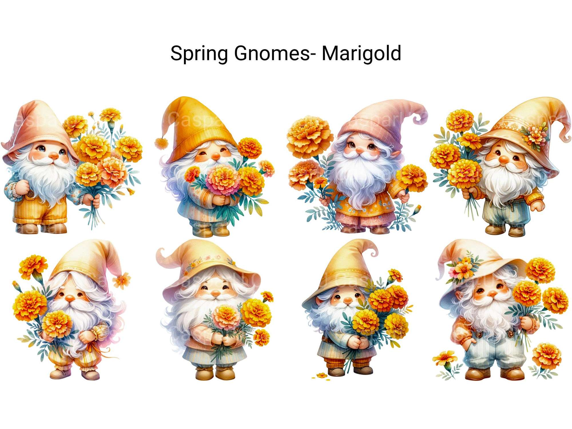 Spring Gnomes Marigolds - CraftNest - Digital Crafting and Art