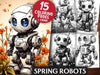 Spring Robots Coloring Books