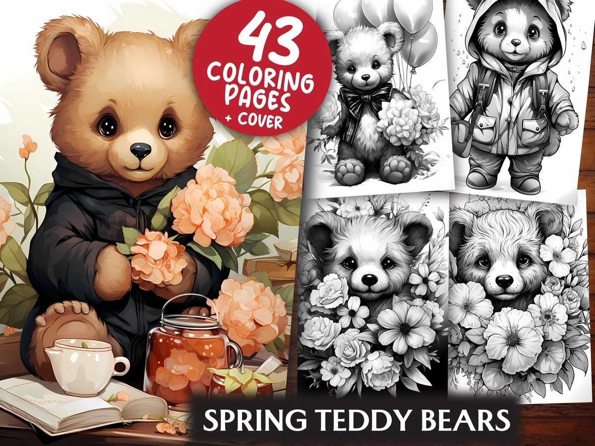 Spring Teddy Bears Coloring Books - CraftNest