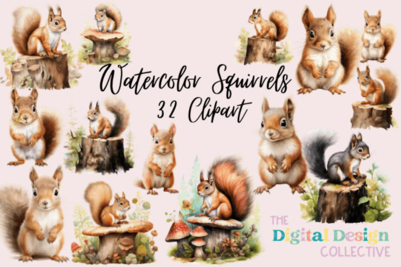 Squirrel Clipart Bundle - CraftNest - Digital Crafting and Art