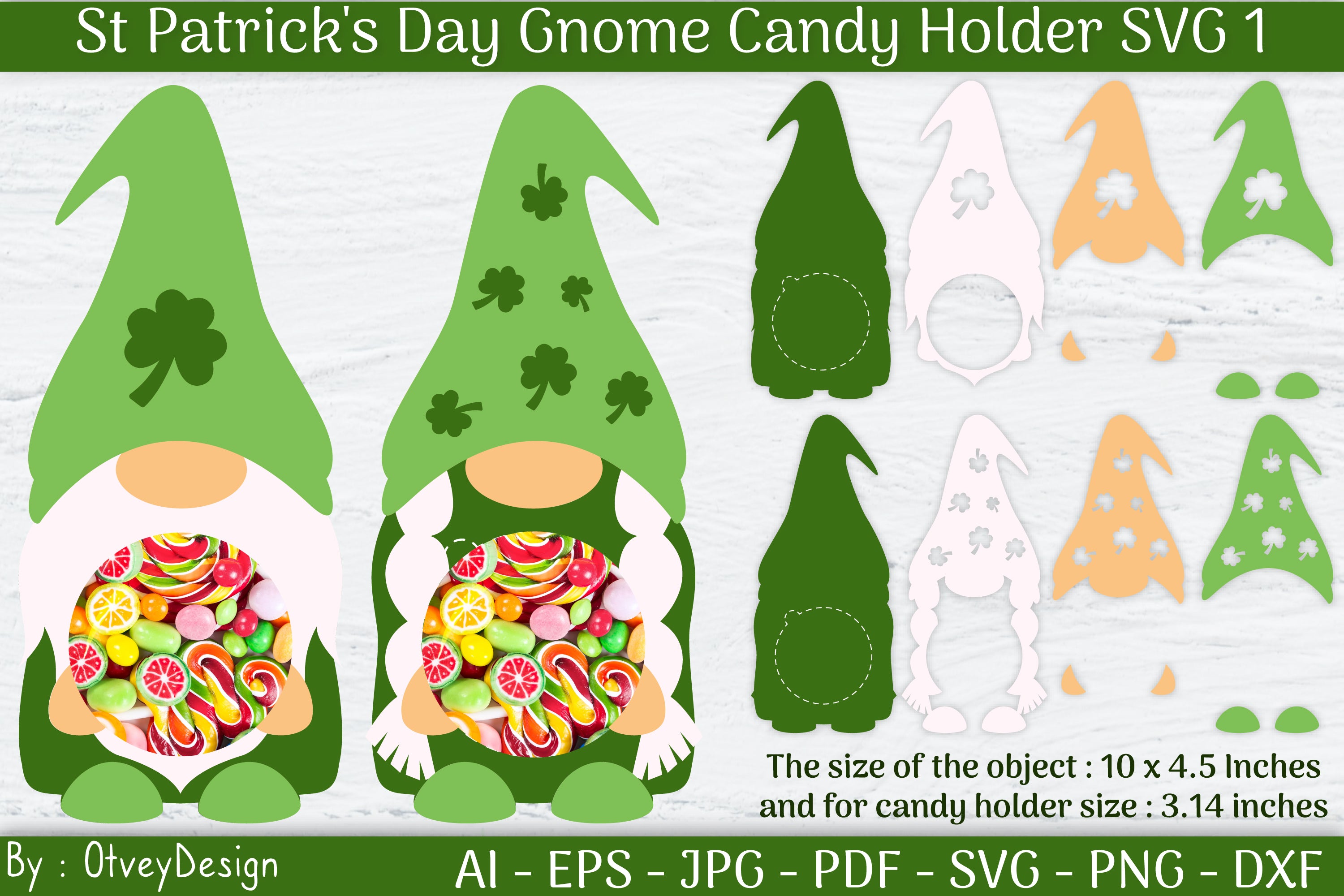St Patrick's Day Gnome Candy Holder SVG Bundle