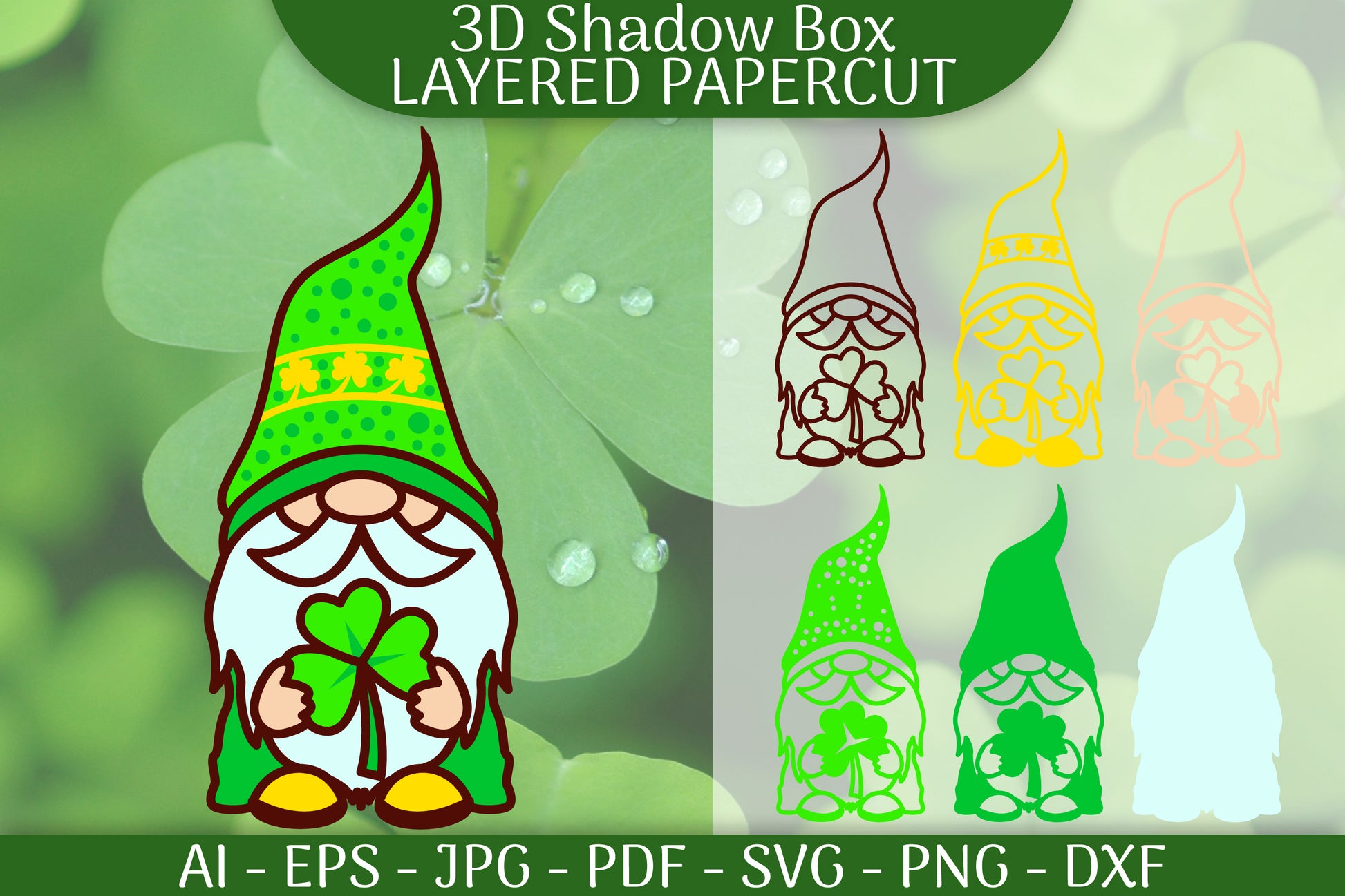 St Patrick's Day Gnome Layered Papercut SVG Bundle - CraftNest - Digital Crafting and Art