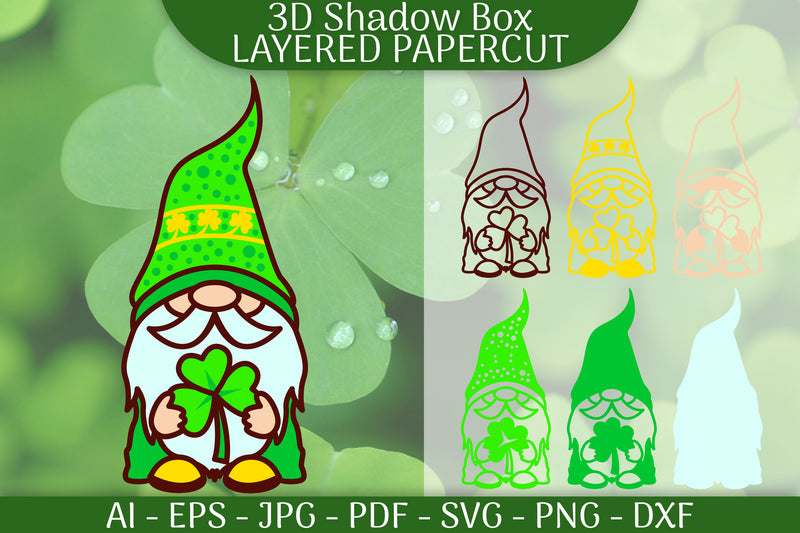 St Patrick's Day Gnome Layered Papercut SVG Bundle - CraftNest - Digital Crafting and Art