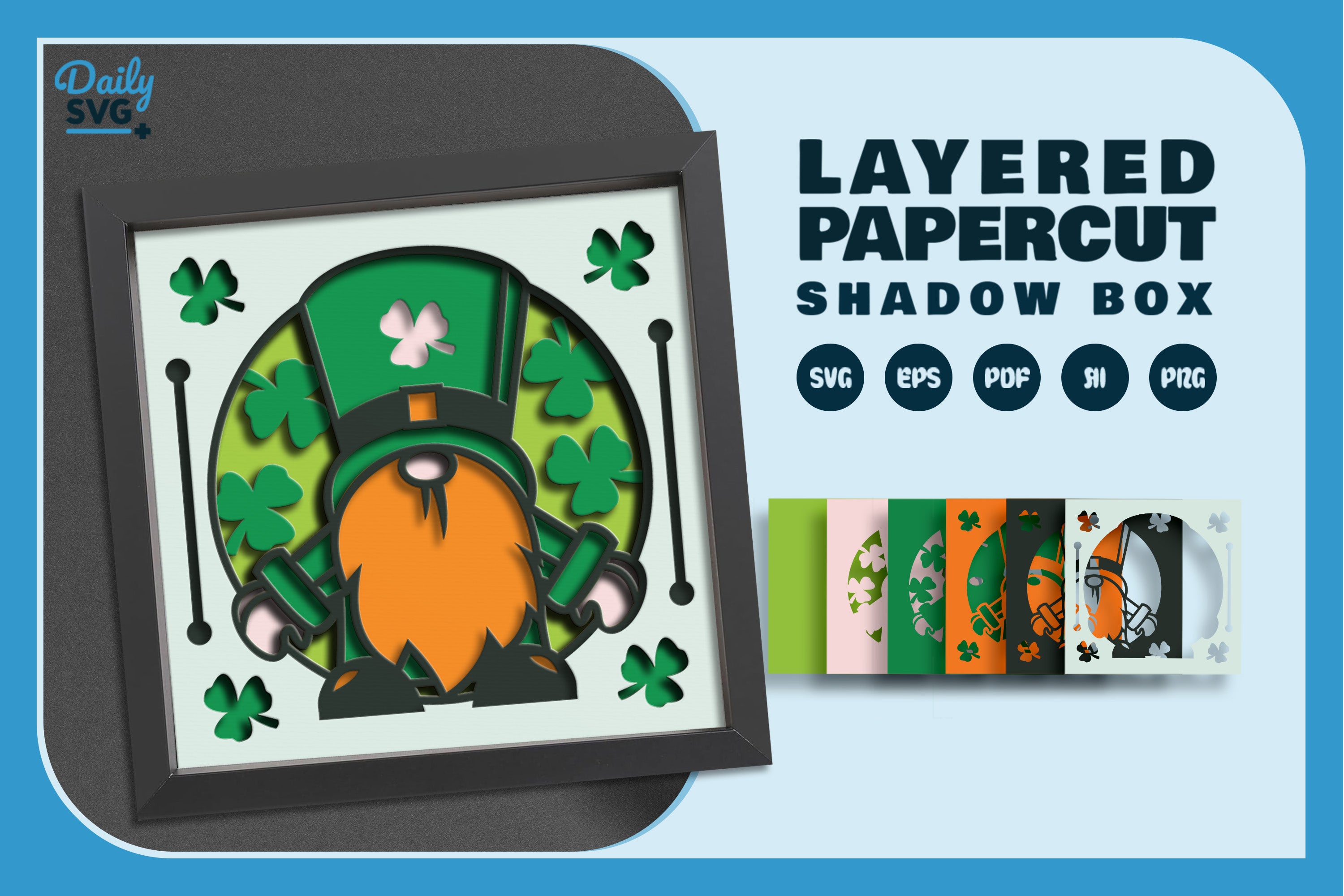 St. Patrick's Day Gnome Papercut SVG Bundle