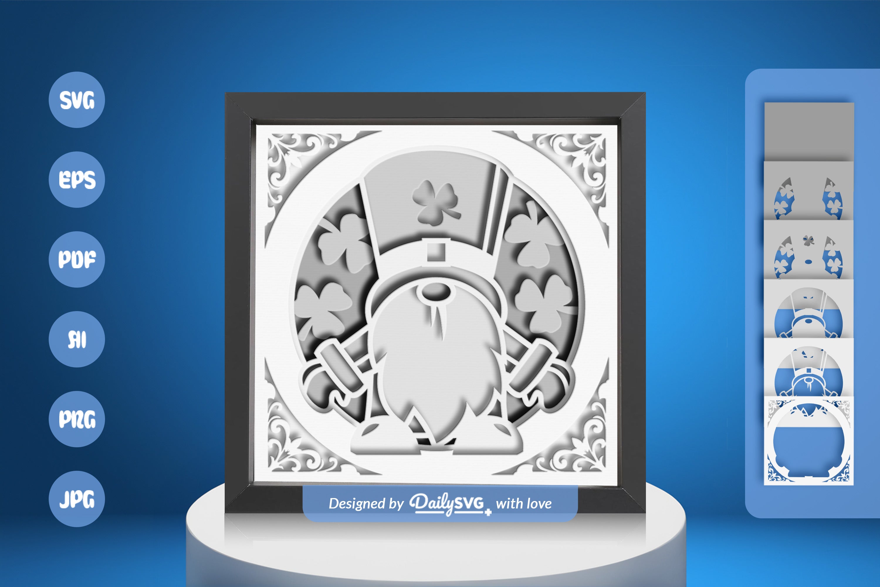 St. Patrick's Day Gnome Papercut SVG Bundle 1