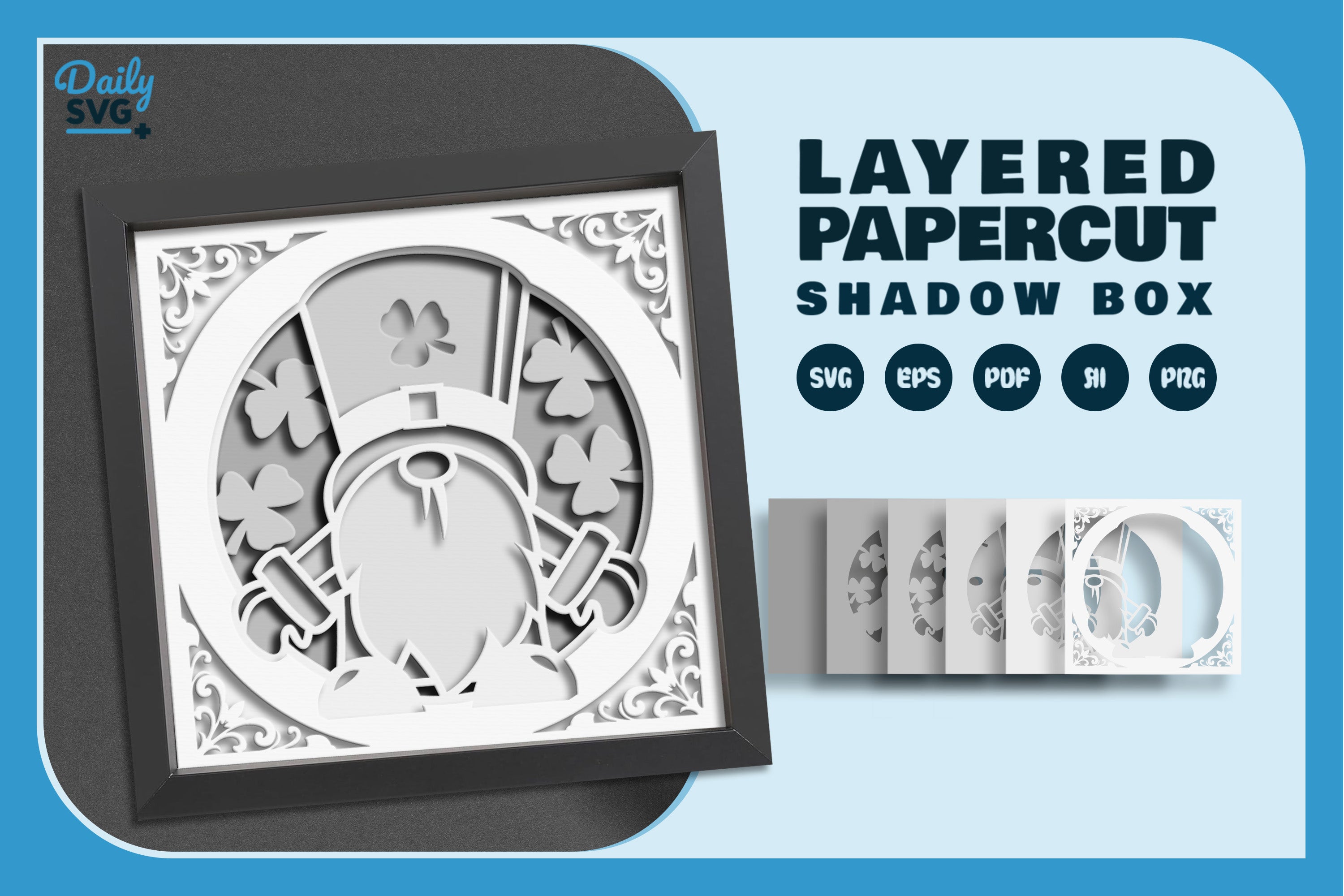 St. Patrick's Day Gnome Papercut SVG Bundle 1