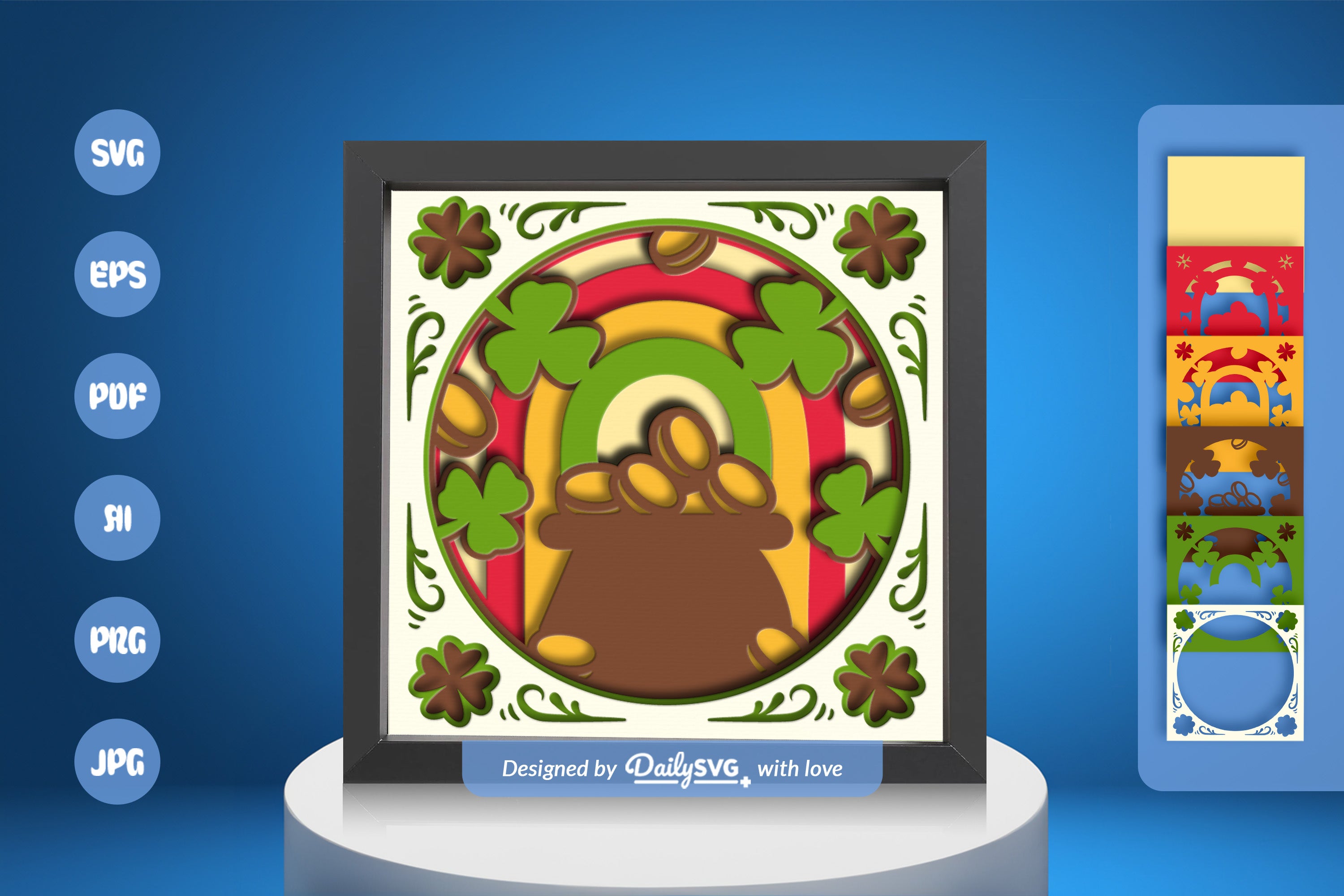 St. Patrick's Day Pot of Gold Papercut SVG Bundle