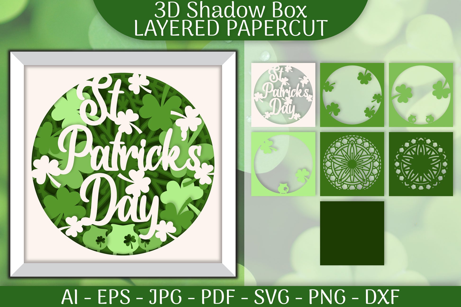 St Patrick's Day 3D Shadowbox Layered Papercut SVG Bundle - CraftNest - Digital Crafting and Art