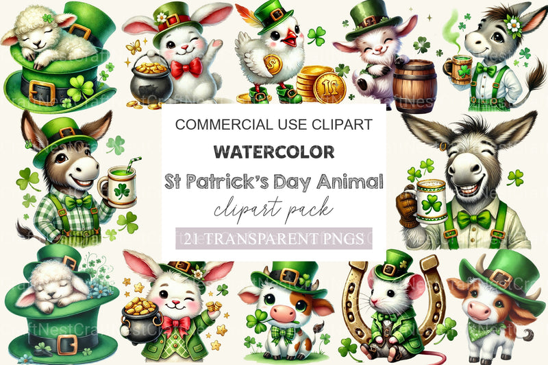 St Patrick's Day Farm Animal Clipart Bundle - CraftNest - Digital Crafting and Art