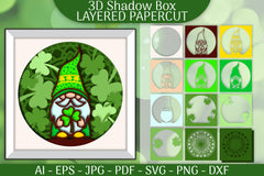 St Patrick's Day Gnome 3D Shadowbox Papercut SVG Bundle 4 - CraftNest - Digital Crafting and Art
