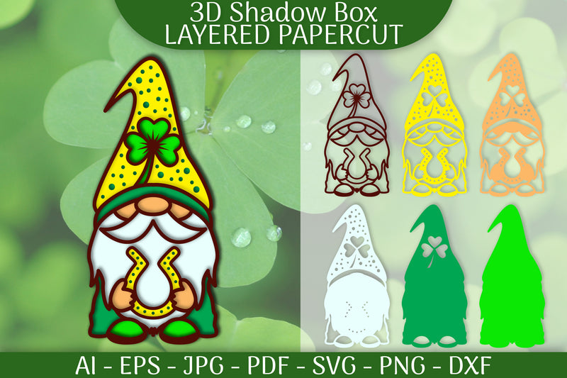 St Patrick's Day Gnome Layered Papercut SVG Bundle 3 - CraftNest - Digital Crafting and Art
