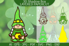 St Patrick's Day Gnome Layered Papercut SVG Bundle 2 - CraftNest - Digital Crafting and Art