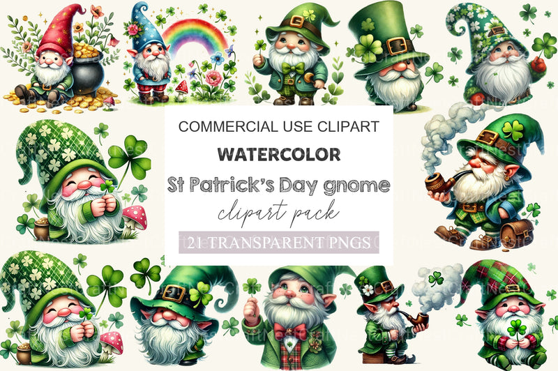 St Patrick's Day Gnome Clipart Bundle 3 - CraftNest - Digital Crafting and Art