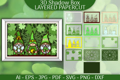 St Patrick's Day Gnome 3D Shadowbox Papercut SVG Bundle - CraftNest - Digital Crafting and Art