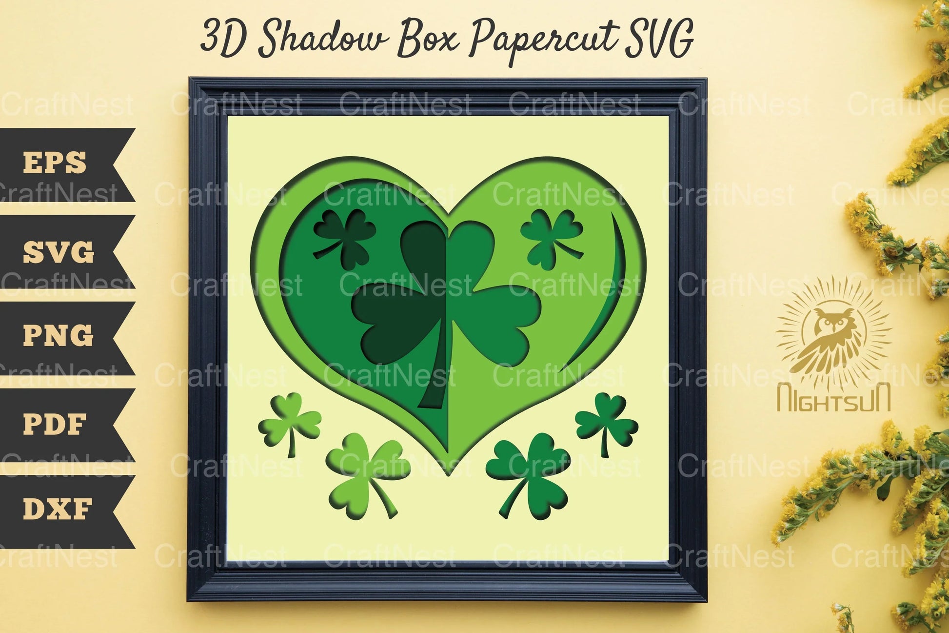St Patrick's Day Shamrock Heart 3D Shadow Box Clipart Bundle - CraftNest - Digital Crafting and Art