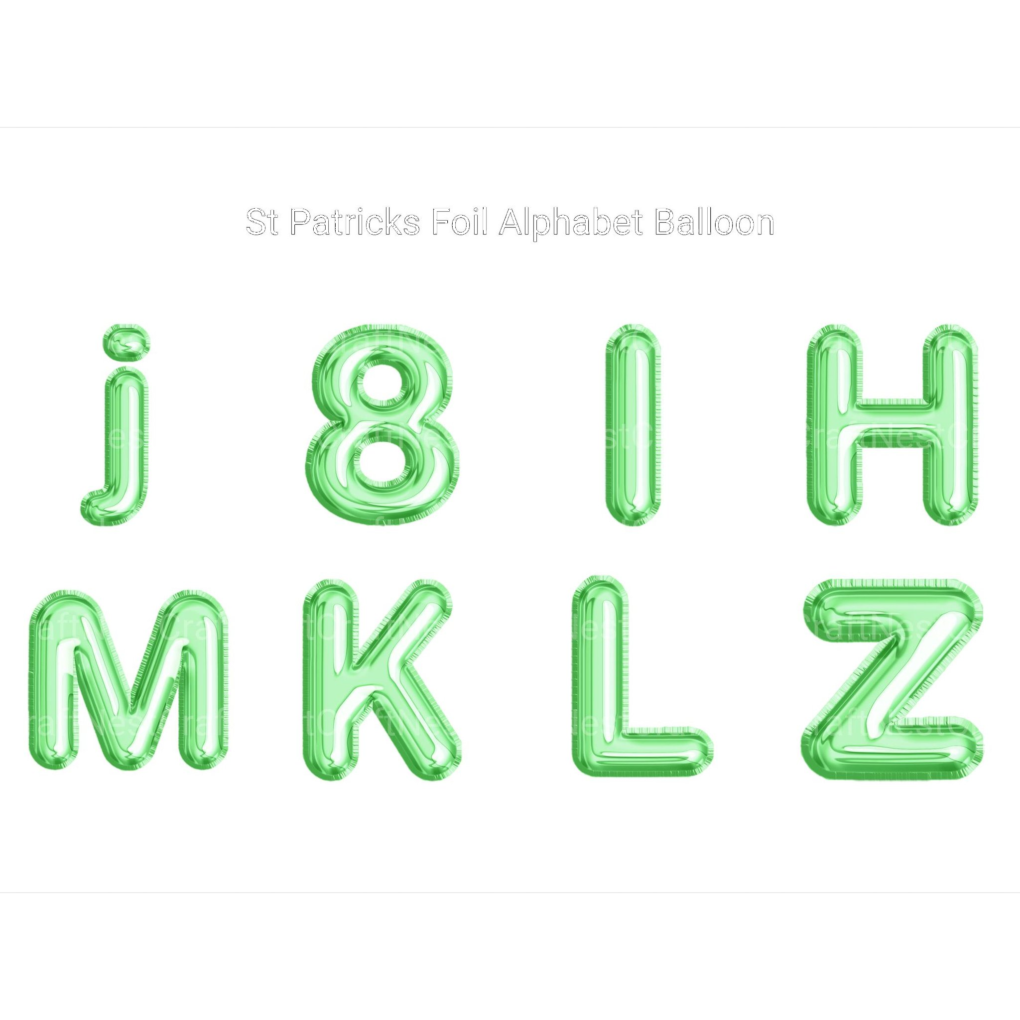 St Patrick' Foil Alphabet Balloon Clipart - CraftNest - Digital Crafting and Art