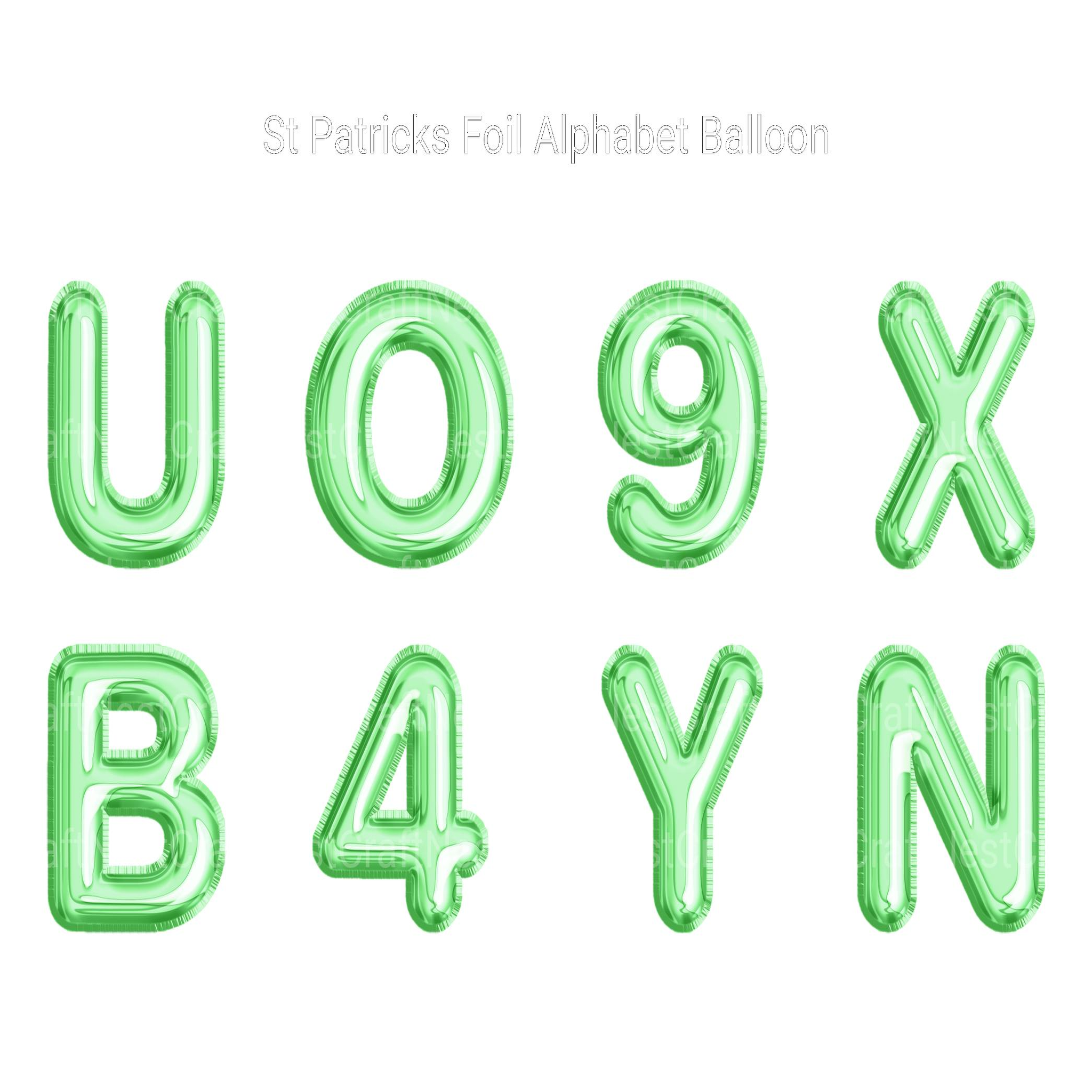 St Patrick' Foil Alphabet Balloon Clipart - CraftNest - Digital Crafting and Art