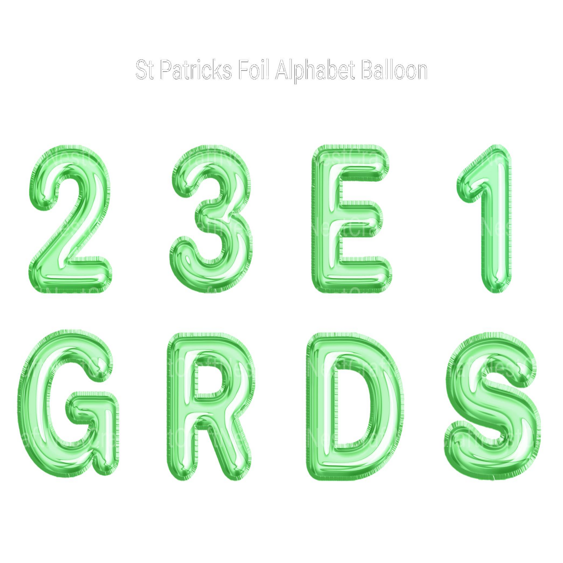 St Patrick' Foil Alphabet Balloon Clipart - CraftNest - Digital Crafting and Art