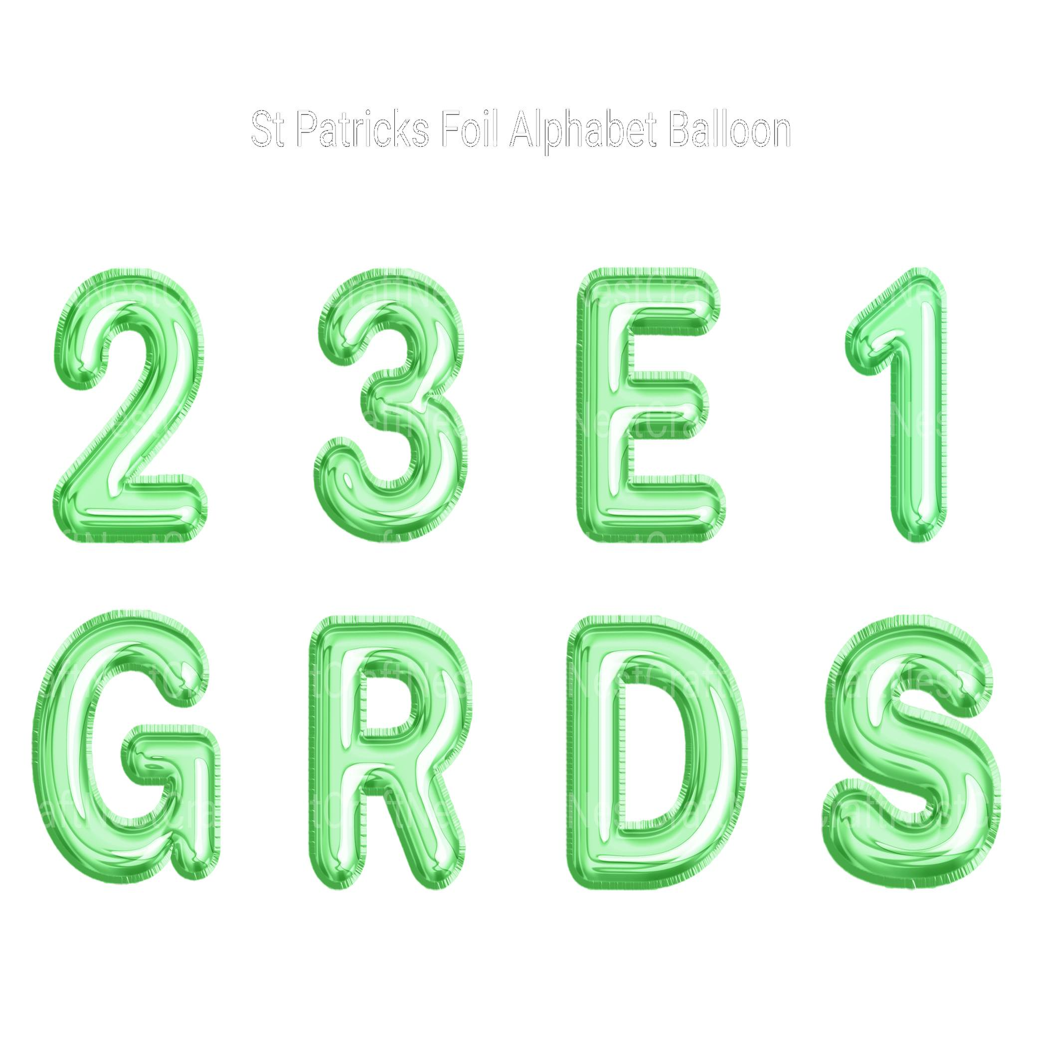 St Patrick' Foil Alphabet Balloon Clipart - CraftNest - Digital Crafting and Art