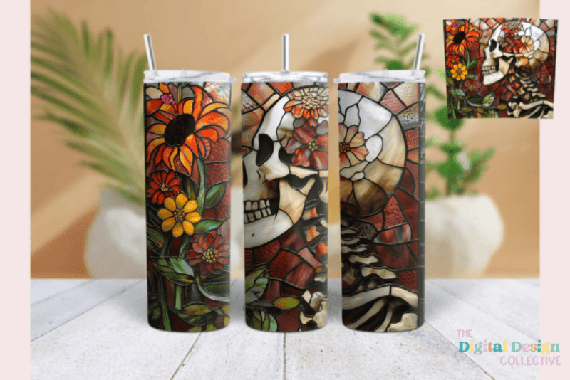 Stained Glass Skeleton Tumbler Wrap Bundle - CraftNest - Digital Crafting and Art