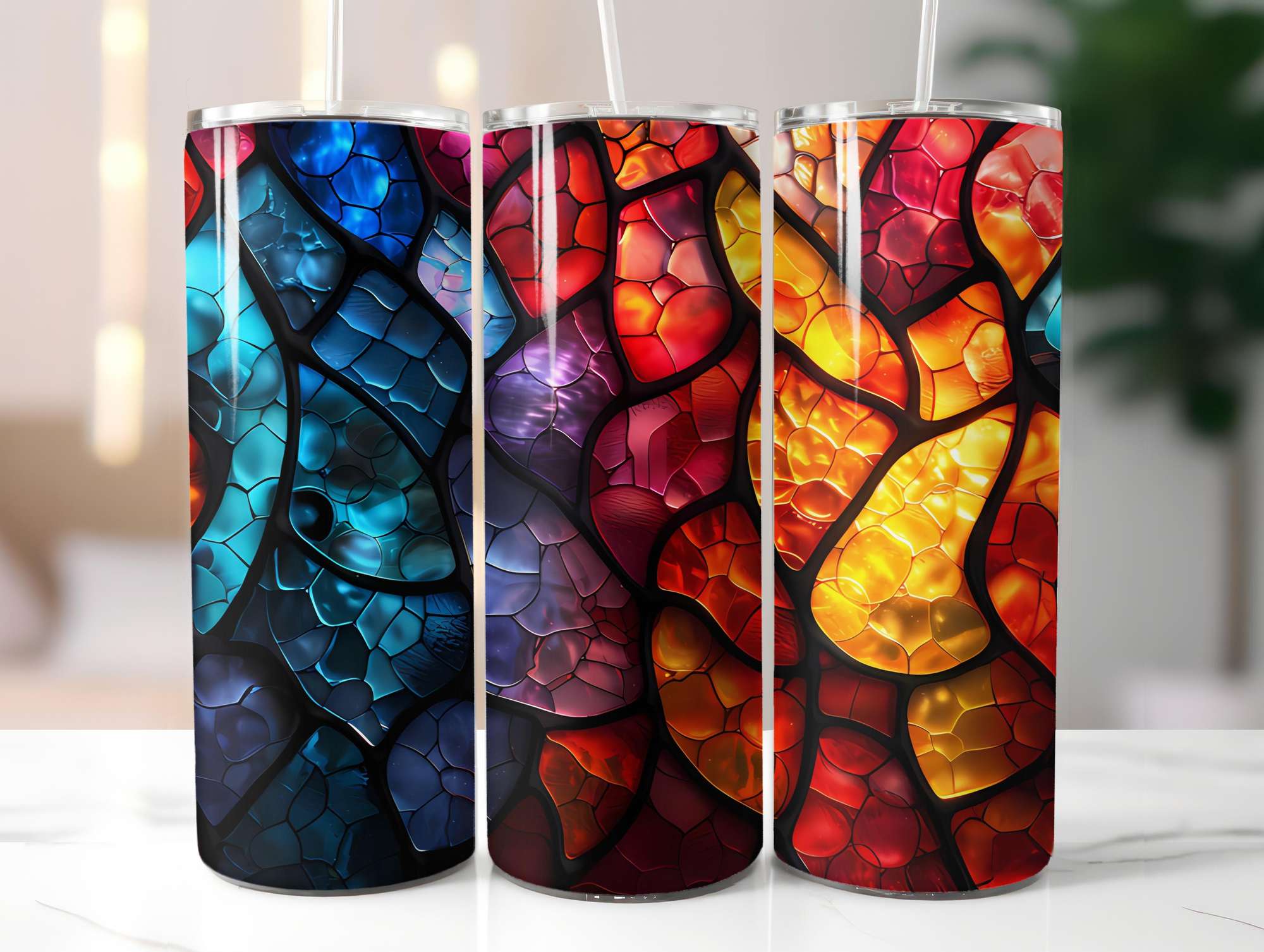 Stained Glass Summer 4 Tumbler Wrap - CraftNest - Digital Crafting and Art