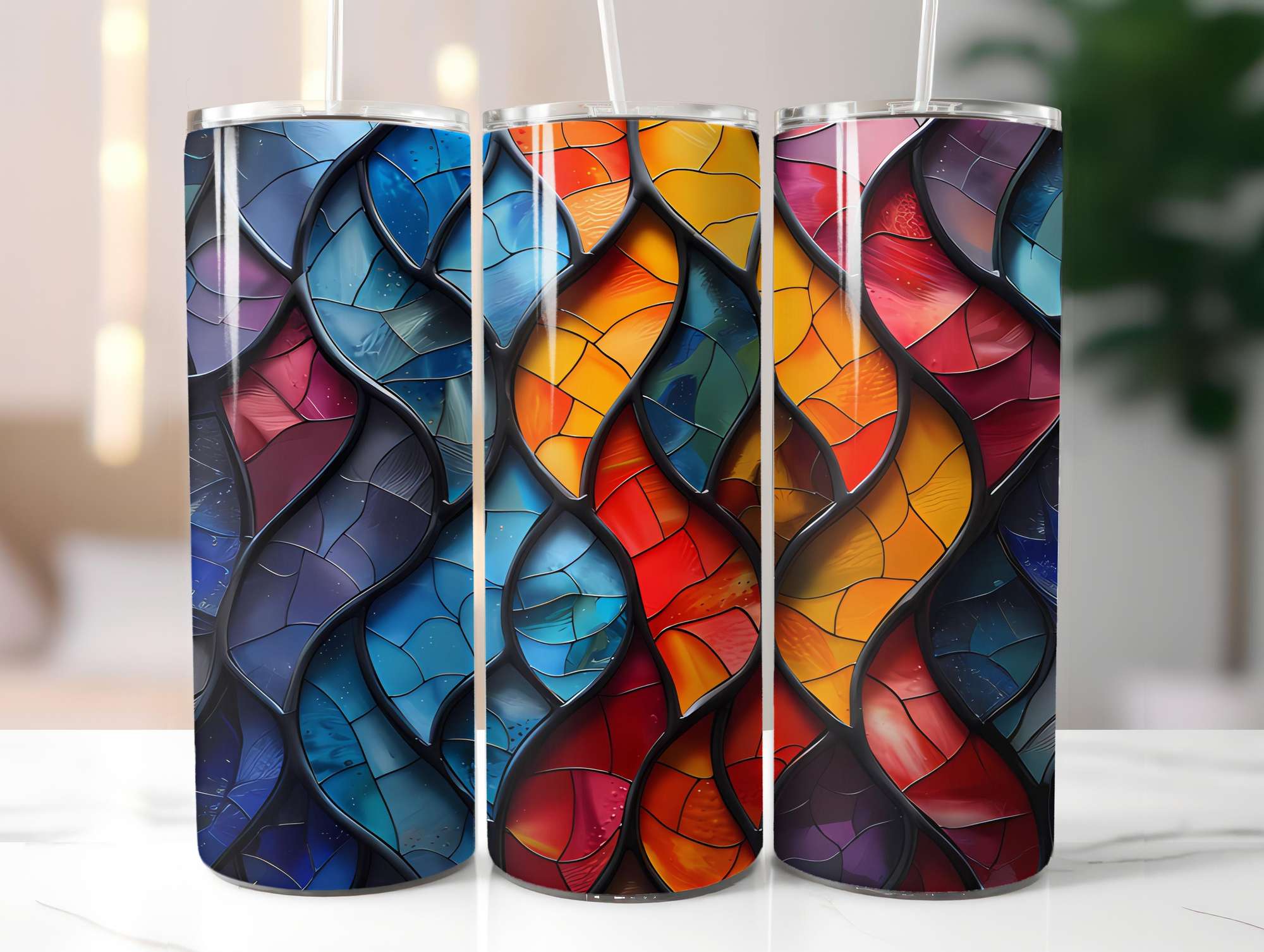 Stained Glass Summer 3 Tumbler Wrap - CraftNest - Digital Crafting and Art