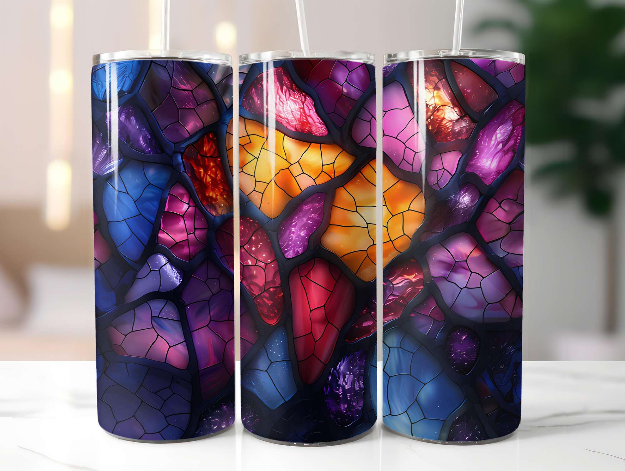 Stained Glass Summer 1 Tumbler Wrap - CraftNest - Digital Crafting and Art