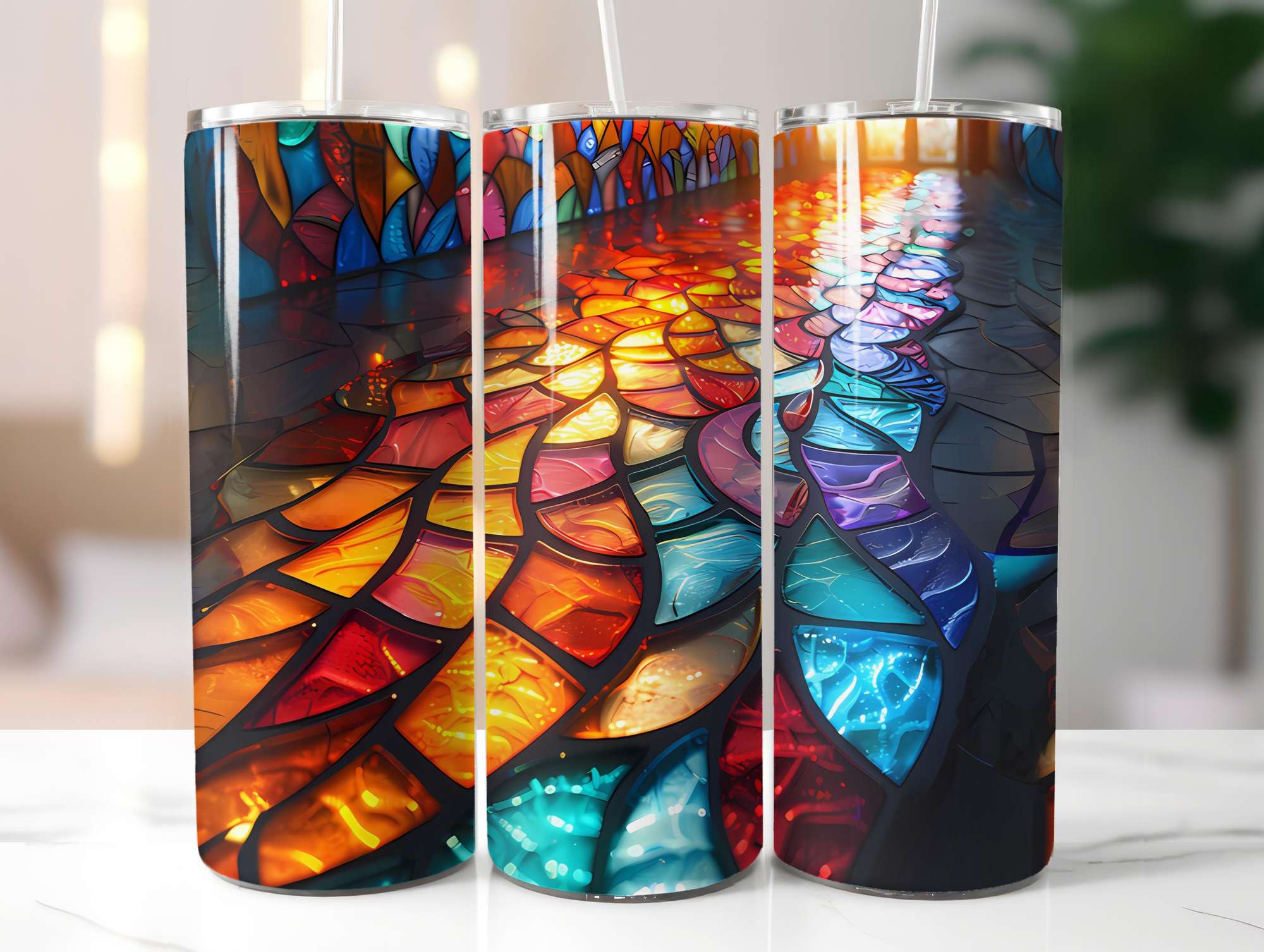 Stained Glass Summer 4 Tumbler Wrap - CraftNest - Digital Crafting and Art