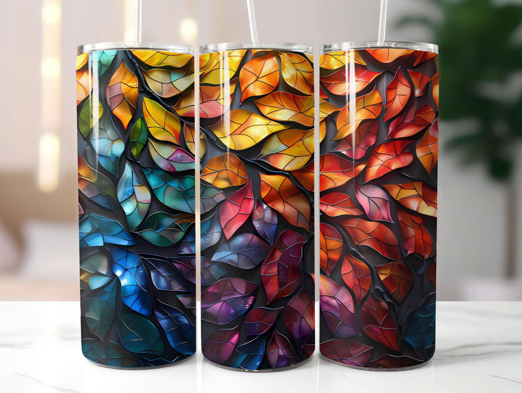 Stained Glass Summer 3 Tumbler Wrap - CraftNest - Digital Crafting and Art