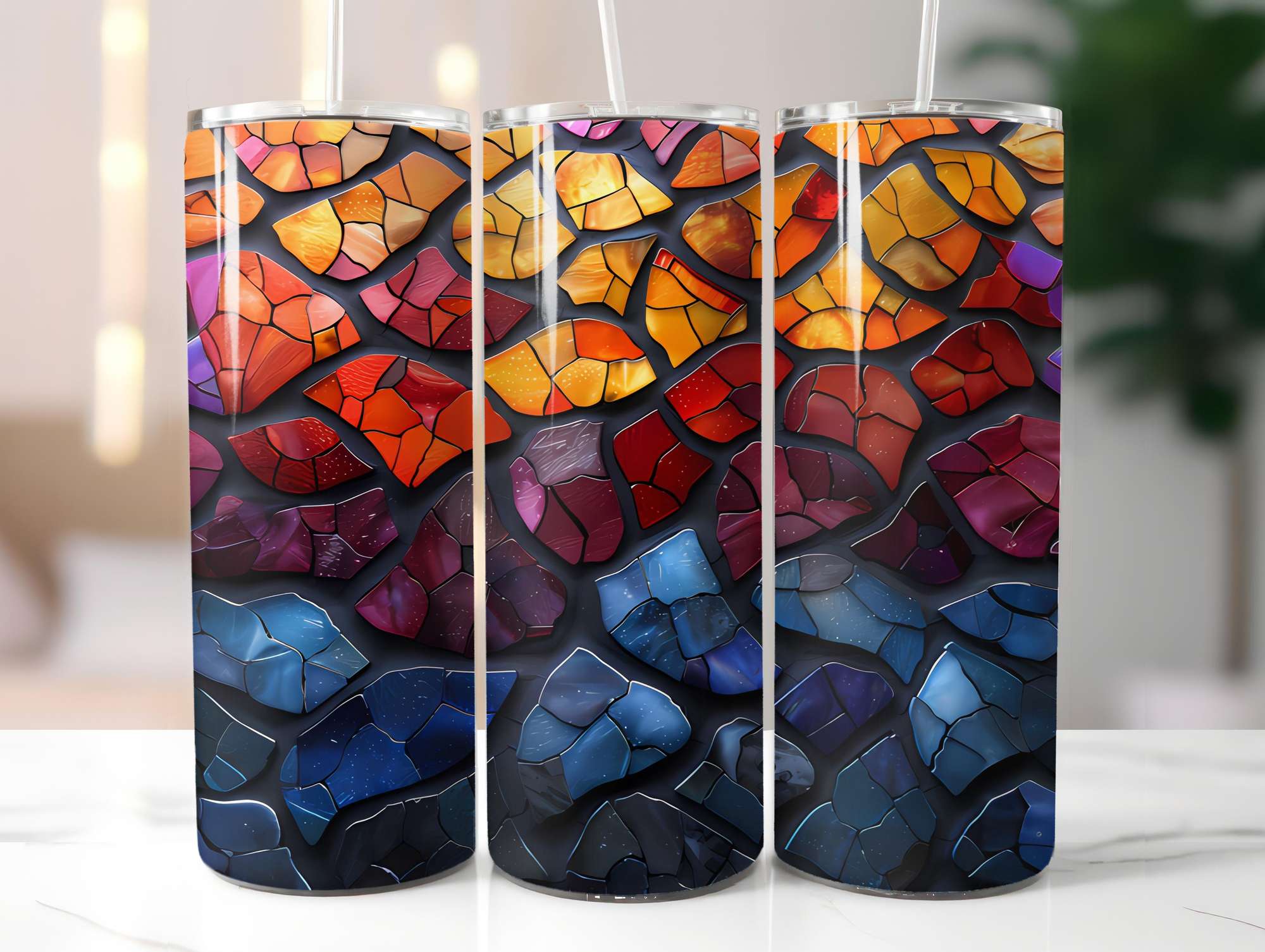 Stained Glass Summer 1 Tumbler Wrap - CraftNest - Digital Crafting and Art