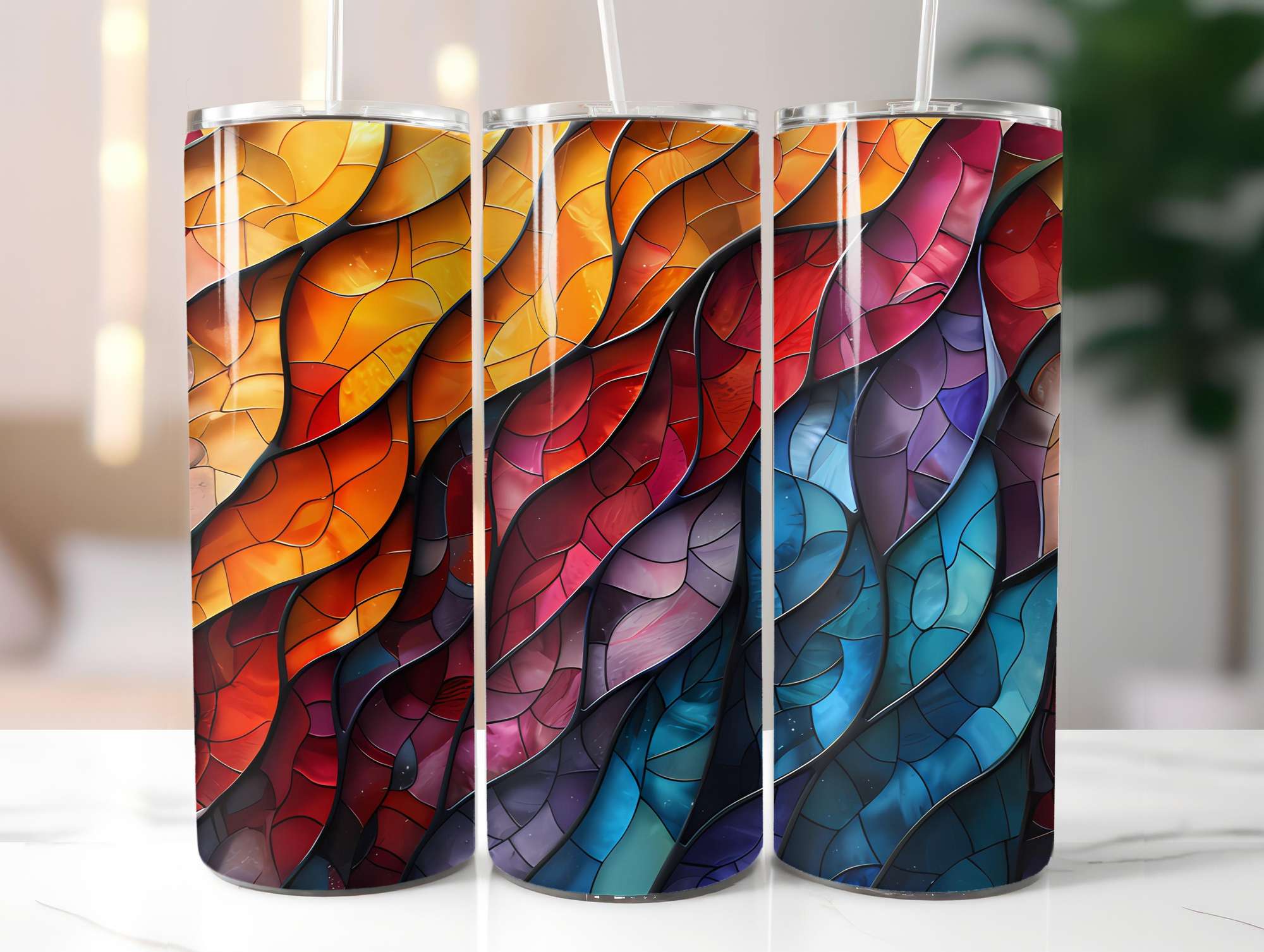 Stained Glass Summer 3 Tumbler Wrap - CraftNest - Digital Crafting and Art