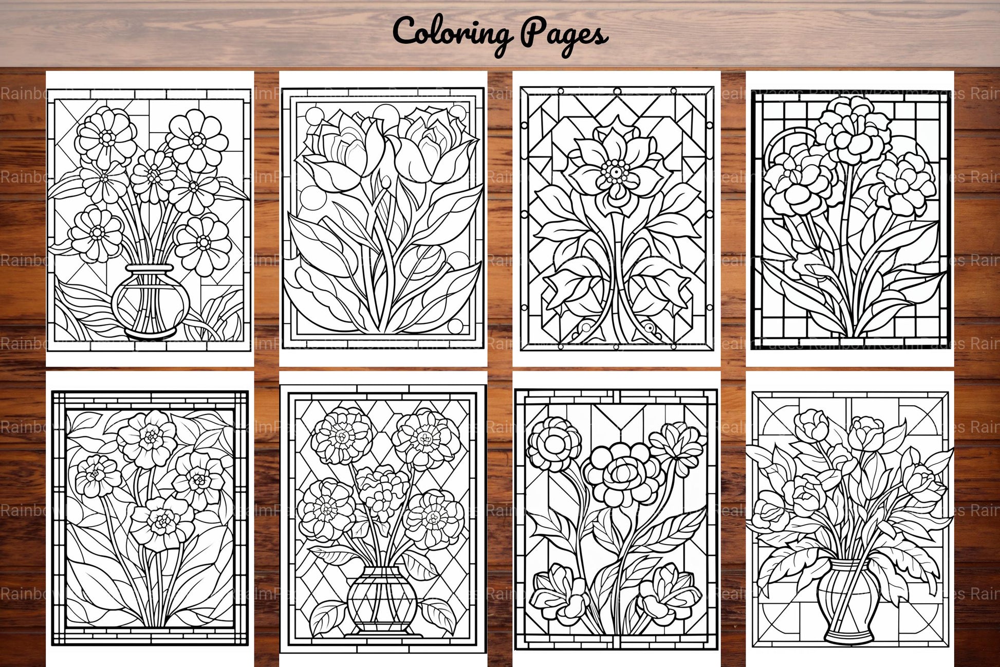 180 Stained Glass Flower Coloring Book - CraftNest - Digital Crafting and Art