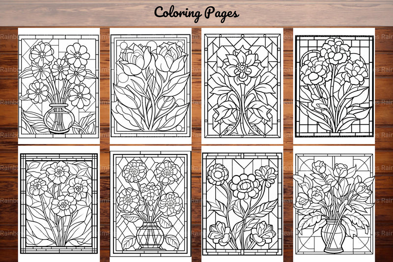 180 Stained Glass Flower Coloring Book - CraftNest - Digital Crafting and Art