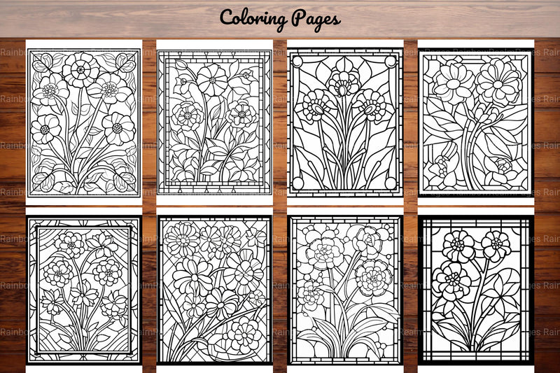 180 Stained Glass Flower Coloring Book - CraftNest - Digital Crafting and Art