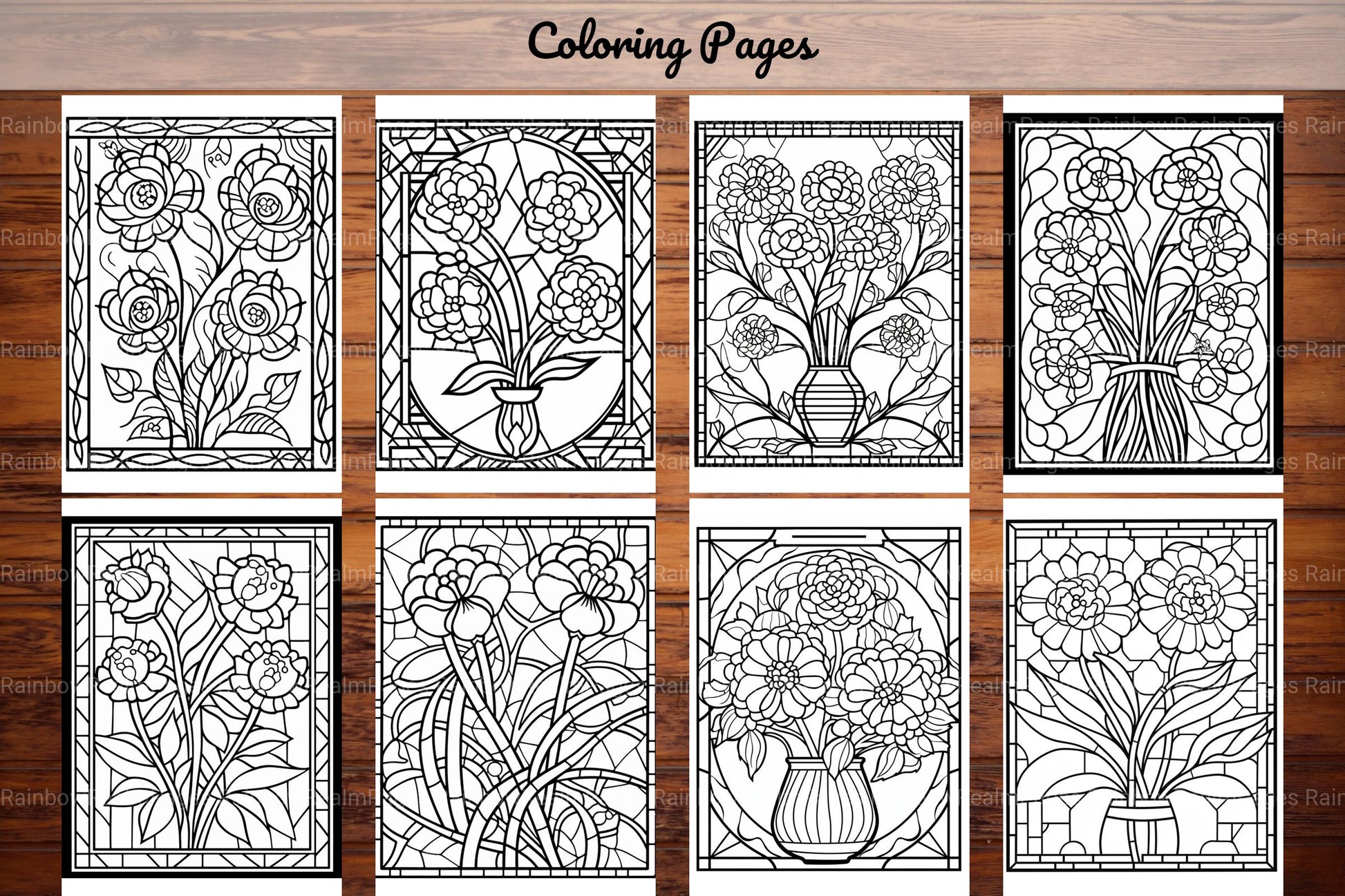 180 Stained Glass Flower Coloring Book - CraftNest - Digital Crafting and Art