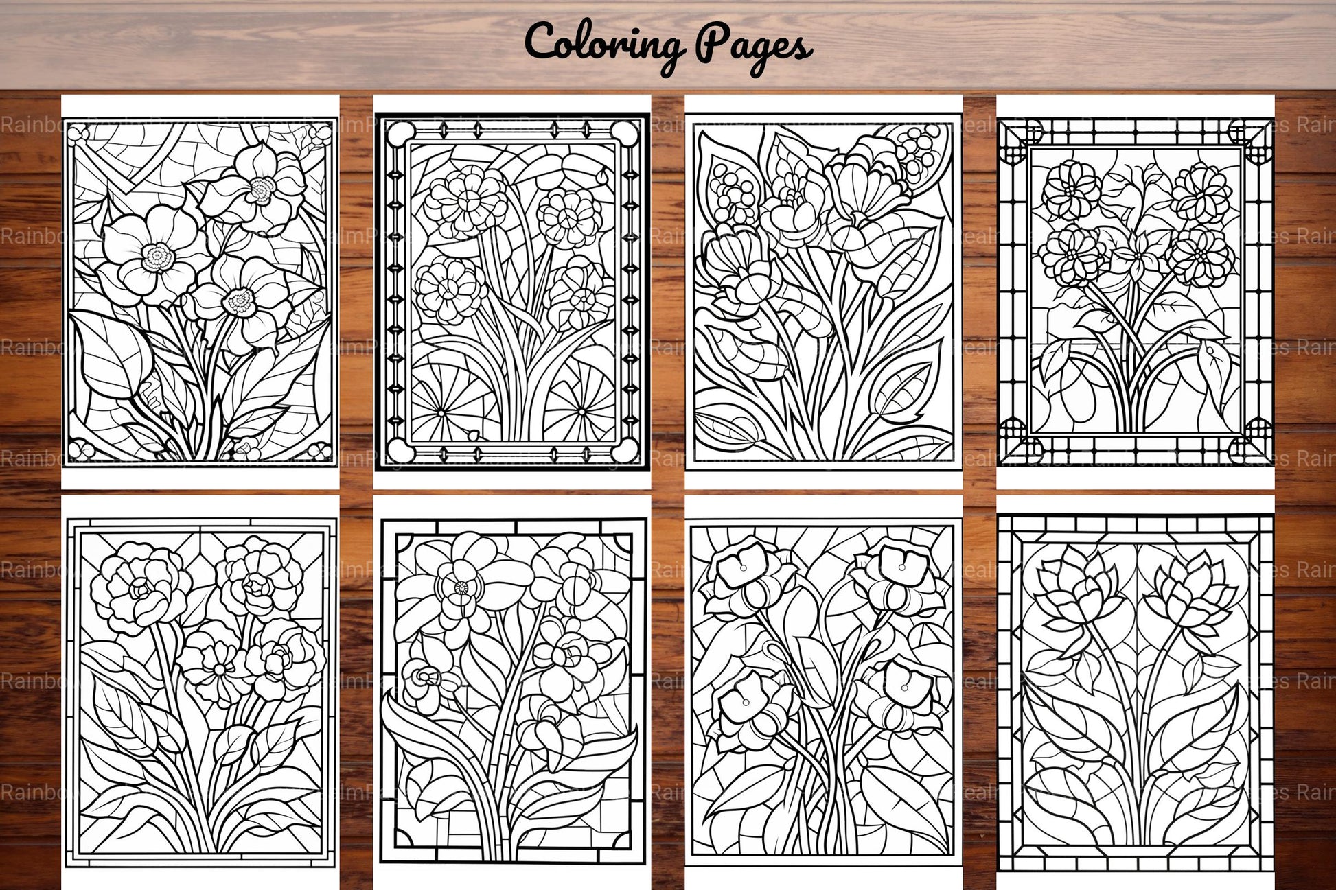 180 Stained Glass Flower Coloring Book - CraftNest - Digital Crafting and Art
