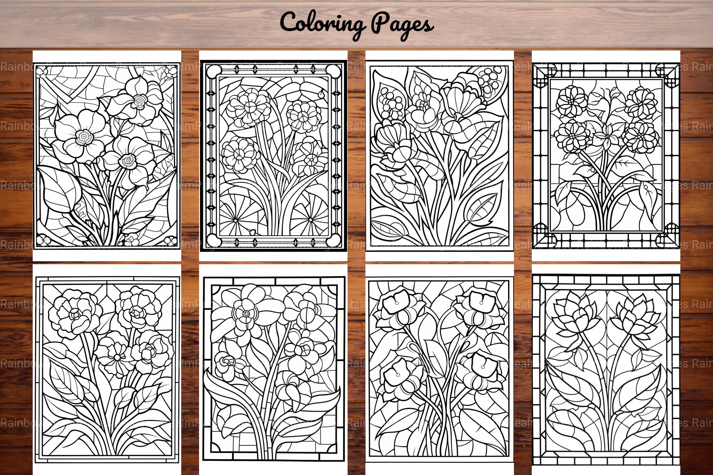 180 Stained Glass Flower Coloring Book - CraftNest - Digital Crafting and Art